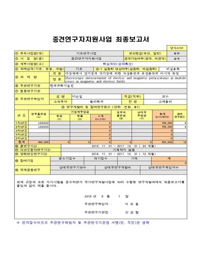 다강체에서 전기장과 자기장에 의한 자성분극과 유전분극의 미시적 측정 [전자자료]